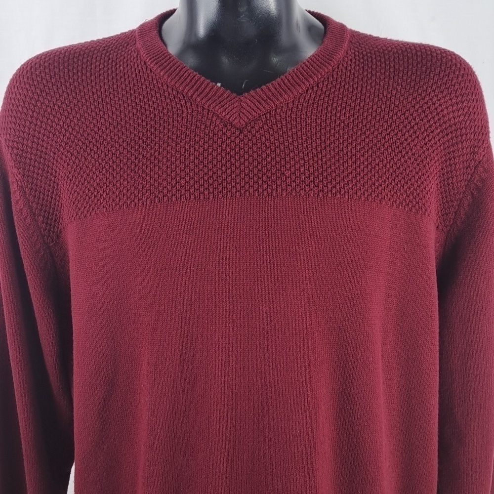 Chaps Ralph Lauren leather elbows burgundy wine 2XL casual preppy sweater